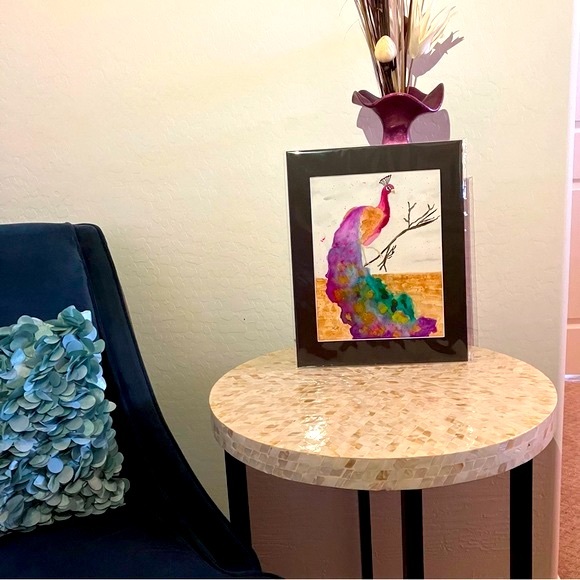 Watercolor Bird Wall Art Peacock Painting Framed in Acid Free Art Kit - Picture 2 of 3